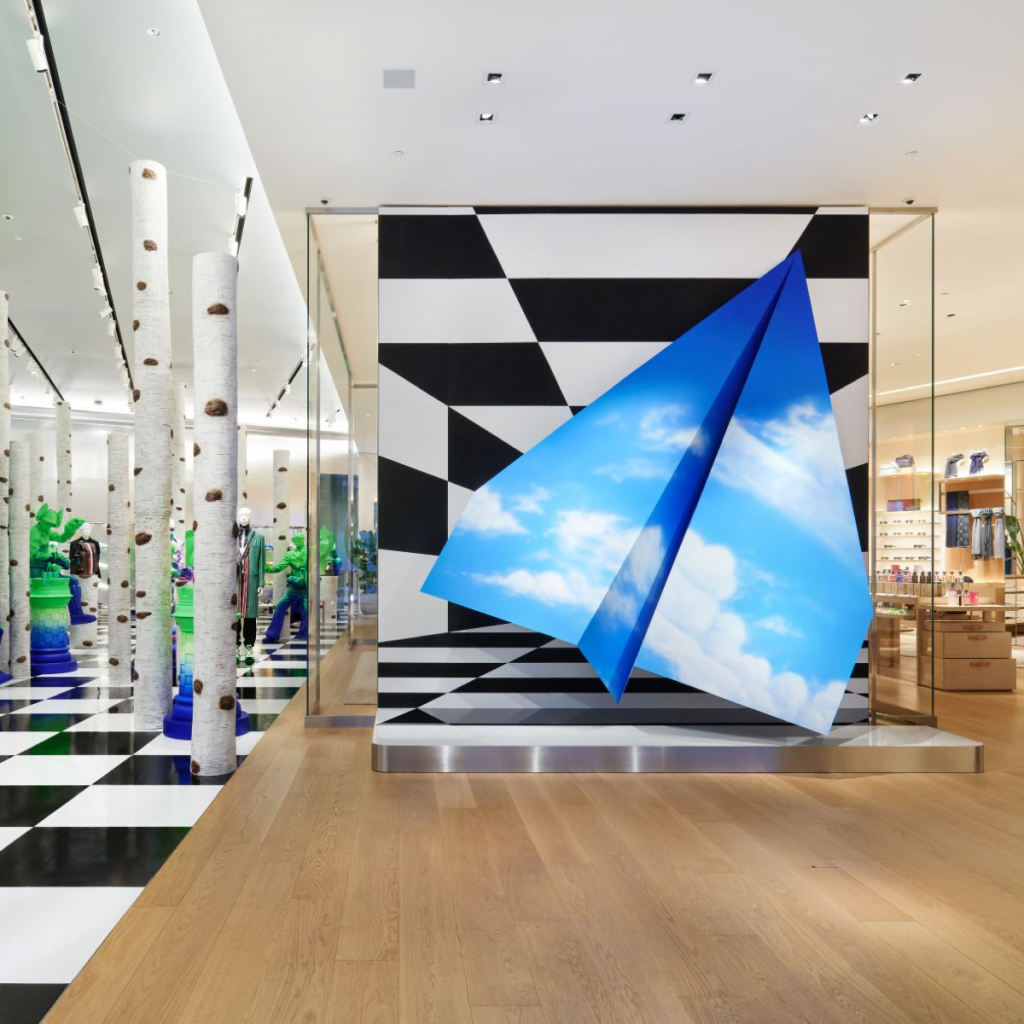 Louis Vuitton's men's perfumes are displayed during a press preview at its  men's flagship store at Miyashita Park in Shibuya Ward, Tokyo on June 30,  2020, ahead of the opening on July
