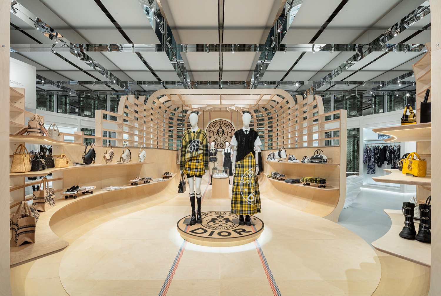 Sail-like panels based on drapery envelope Dior shop in Seoul